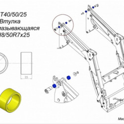 22372 Втулка самосмазывающаяся 40Н8/50R7х25 25Т40/50/25, METAL FACH